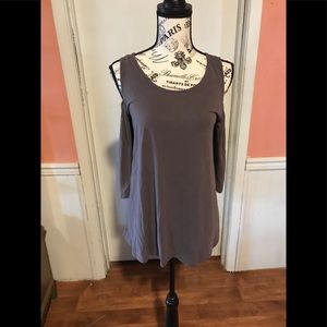 Gray cute cold shoulder top